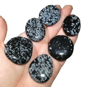 Pierre de haute qualité palmier plat flocon de neige obsidienne palmier plat cristal dégringolé pierre naturelle pierre de poche plate grossiste - Product Image 2