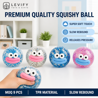 Balle anti-stress souple à grands yeux et grande bouche, à rebond lent, remplie de paillettes, jouet sensoriel pour apaiser et calmer les mains au quotidien