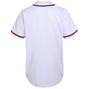 White <b>Baseball</b> Jersey Red Black Trim Button Front Short Sleeve Unisex Adult Regular Fit Breathable Mesh Polyester Custom Sport - Product Image 2