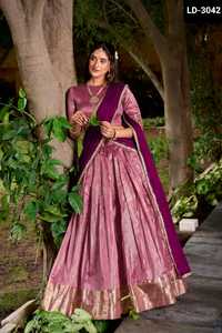 Indian Traditional Wear Dupion Silk Lehenga Choli with Zari Weaving Work and Zari Weaving Work Dupatta Set fot Wedding Wear - Product Image 4