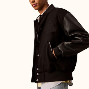 Chaqueta de Cuero con Mangas de Cuero, Nueva Moda, Cuerpo de Lana, Cuero Genuino, Chaqueta Universitaria de Alta Calidad, Chaqueta de Invierno de Cuero - Product Image 6