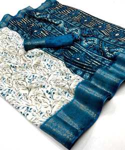 Saree en organza, tenue de fête indienne avec séquence de dentelle et chemisier - Product Image 2