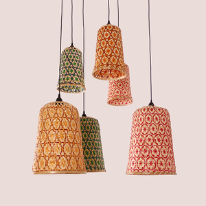 Bamboo-Colored Wooden Chandelier and Pendant Ceiling <b>Light</b> <b>LED</b> Source Unique Lighting for Home <b>Decor</b> - Product Image 2