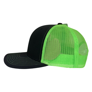 Gorra Trucker de 6 Paneles INJAE VINA con Parche de Logotipo Bordado, Verde Neón y Negro, Malla Transpirable, Ajustable, Hebilla de Una Sola Fila, Estructurada - Product Image 2