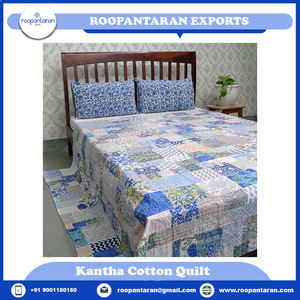 Newest Trending Indian Manufacturer Hand Block Printed Organic Cotton <b>Queen</b> <b>Size</b> Kantha <b>Quilt</b> Patchwork Design for Wholesale - Product Image 2