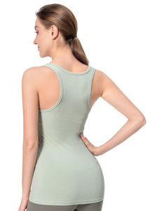 Camisetas sin mangas de gimnasio para mujer, superventas, personalizadas, de talla grande, de secado rápido, transpirable, Jersey de algodón/fibra de bambú, diseño liso de Color sólido - Product Image 2