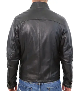Chaqueta de cuero para hombre, diseño punk, con cremallera oblicua, estilo motociclista, nueva. - Product Image 4