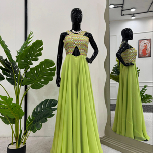 Combinaison en fausse georgette Elite Fashion Statement avec fil complexe et paillettes pour des collections exclusives - Product Image 1