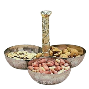 Tazón de Metal de aluminio de forma redonda con diseño de flor chapado en oro pulido brillante, tazón decorativo para el hogar recién llegado - Product Image 2