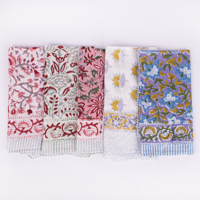 Bandana en coton tissé réutilisable à motif géométrique floral, écharpe douce, respirante, écologique, style vintage d'été, imprimé à la main pour le visage