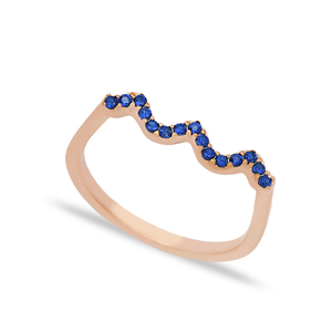 Wave Style Sapphire Zircon Stone Beaded Band <b>Ring</b> Wholesale Turkish Handcrafted <b>925</b> Sterling <b>Silver</b> Jewelry - Product Image 4