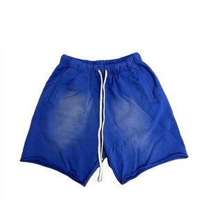 2026 Summer Vintage Distressed Acid Washed Jogging <b>Shorts</b> for <b>Men</b> Quick Dry Custom Logo <b>Elastic</b> Waist 100% Cotton OEM Service - Product Image 1