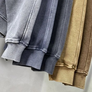 Sweat à capuche zippé surdimensionné de haute qualité pour hommes Streetwear lourd lavé à l'acide dans le style Hip Pop - Product Image 6