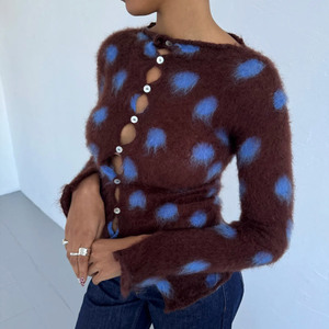 Cardigan Lavorato a Maglia a Pois di Alta Qualità - Giacca Maglione Oversize con Bottoni per Autunno/Inverno <span class=keywords><strong>Su</strong></span>éter De Mujer - Product Image 4