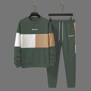 Vente en gros Ensemble sweatshirts et pantalons de survêtement à col rond Ensemble de survêtements 2 pièces en coton éponge vierge décontracté - Product Image 4