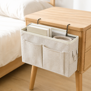 <b>Hanging</b> Closet Organizer Cotton Linen <b>Storage</b> <b>Bag</b> Bedside Bunk Bed Pocket Holder - Product Image 2