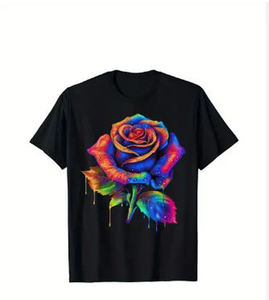 Vêtements en vrac T-Shirt de haute qualité avec impression personnalisée de rose blanche Broderie Design avec logo OEM - Product Image 5