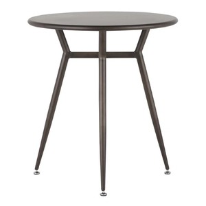 Clara Round Dinette Table ou Clara Round Antique Metal Dinette Table est une table ronde avec un cadre en métal et trois pieds - Product Image 1