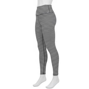 Striped Sweat Wicking Yoga <b>Leggings</b> Polyester Spandex Breathable High Waist Gym Fitness Tights <b>Women</b> Sportswear Wholesale - Product Image 3