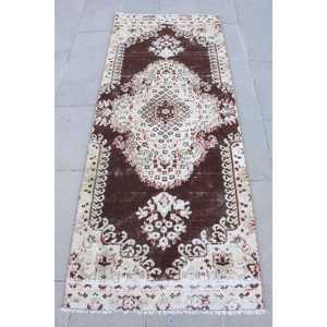 2.7x6.5 ft Rug, Turkish Vintage Rug, Brown Wool Rug - Product Image 1