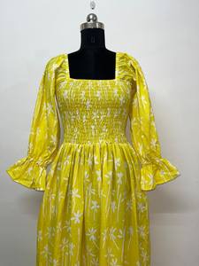 Robe longue à encolure Henley imprimée de créateur, robe décontractée en coton avec boutons et cravates, tenue régulière, ensemble robes longues tendance - Product Image 4