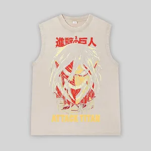 Nuevo diseño, fabricante, ropa de calle personalizada, chaleco para hombre, camiseta sin mangas, camiseta sin mangas Vintage lavada con ácido para hombre - Product Image 1