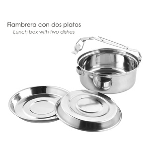Contenitore per il pranzo in acciaio inossidabile con 2 piatti (18 cm). - Product Image 3