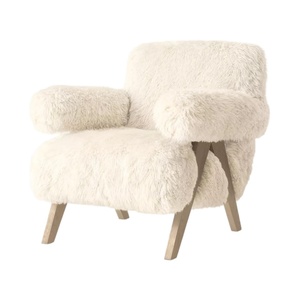 Sillón de Salón HEC de Lujo, Diseño Mid-Century, Tapizado en Piel de Oveja Jakob, Moderno, con Forro de Piel de Oveja, para Decoración del Hogar, Sala de Estar - Product Image 4