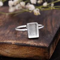Hochwertiger 925er Sterlingsilber 14K vergoldeter rechteckiger 8x10mm Halbmontierter Ring mit einfacher Fassung für Harzschmuck