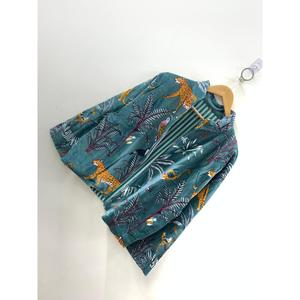 Jungle Durbar Luxury Streetwear <b>Jacket</b> 100% Cotton Block Printed Velvet Teal Saffron XS Size Coated <b>Leather</b> Hoodie Pattern - Product Image 1