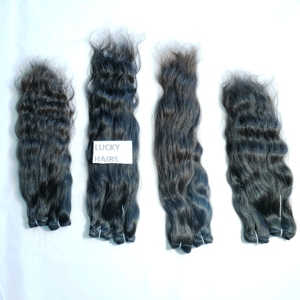 ช่อผมมนุษย์แบบลอนสำหรับต่อทำจากผมธรรมชาติสีดำวิกผมอินเดีย - Product Image 3