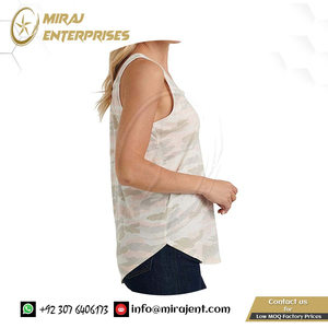 <b>Women's</b> Sleeveless Scoop Neck Wide Strap <b>Camo</b> <b>Tank</b> <b>Top</b> Custom Print Fabric Clothing Wholesale at Low Price - Product Image 4