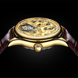 นาฬิกาข้อมือผู้ชาย Tourbillon ระบบอัตโนมัติ ขนาด 42 มม. โครงสร้างโปร่งแสง พร้อมฟังก์ชั่น Flying Tourbillon เรืองแสง สายหนังแท้ - Product Image 3