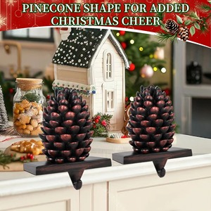 Soporte de calcetín de Navidad de Metal negro elegante moderno para chimenea, organizador colgante decorativo de vacaciones - Product Image 4