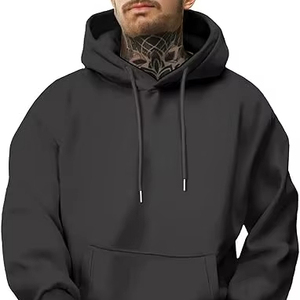 Sweat à capuche en coton simple pour la mode de tous les jours Sweat à capuche chaud avec poignets et ourlet côtelés - Product Image 1