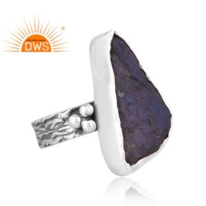 Dernières tendances Bague empilable en argent sterling oxydé Labradorite brute naturelle Bague empilable Fabricant de bijoux personnalisé - Product Image 3