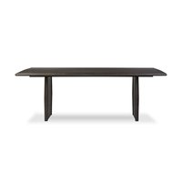 Table à manger en bois massif à double piédestal, finition rustique, forme carrée, beauté naturelle, pour la maison, le bureau, la cuisine, le restaurant