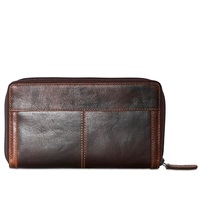 100% asli minyak penarik kulit wanita ritsleting/dompet genggam hitam, coklat, tan