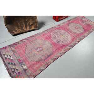 Vintage Turkish Rug, 2.7x10.2 ft <b>Runner</b> Rug, <b>Red</b> Herki Plants & trees Rug - Product Image 2