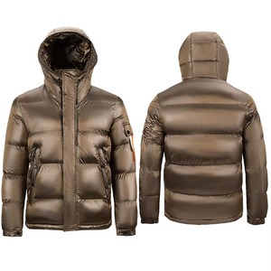 Chaquetas Acolchadas de Invierno para Hombre, de Nailon Personalizadas de Alta Calidad, con Capucha Desmontable y Acabado Brillante - Product Image 1