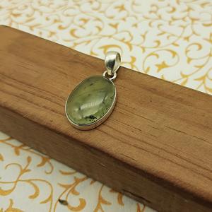 Natural Prehnite Gemstone <b>Pendant</b> Handmade 925 Sterling Silver Jewelry Oval Shape <b>Pendant</b> Elegant <b>Green</b> Stone <b>Necklace</b> for Women - Product Image 5
