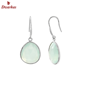 Boucles d'oreilles fines en argent sterling 925 avec pierre précieuse Aqua Calcedony Design simple de haute qualité pour les fêtes de mariage et les cadeaux - Product Image 1