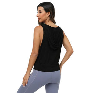 Sudaderas con capucha de gimnasio de algodón 100% de alta calidad para mujer, ropa deportiva sin mangas con logotipo personalizado con patrón sólido, sudaderas con capucha - Product Image 6