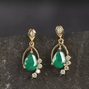 925 <b>Silver</b> Vintage Style <b>Heart</b> Cut Moissanite Diamond Green Emerald Drop/Dangle <b>Earrings</b> Stone Fine Dangle <b>Earrings</b> - Product Image 6