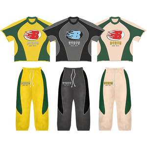 100% High Quality Own Branded Logo Design Printed Two Piece Sets <b>T</b> <b>Shirts</b> & Trouser Sets Sweat <b>Suits</b> For Men's - Product Image 2