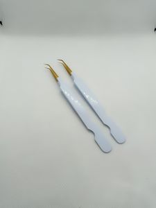 แหนบหยดสีขาวสำหรับการต่อขนตาคอลเลกชั่นที่จับแบบเรียบสแตนเลสเครื่องมือขายส่ง - Product Image 3