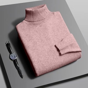 Suéter de cuello alto de punto de alta calidad para hombre de otoño Slim Fit manga larga AntiPilling Pullover Color sólido tendencia ropa de calle para hombre - Product Image 2