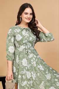 Venta caliente Aspecto elegante Color increíble Hermoso crape americano con estampado floral Vestido largo Fabricante DE LA India - Product Image 6