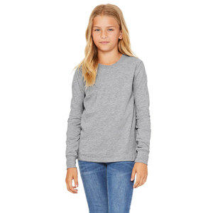 100% coton à manches longues col rond enfants blanc Bella toile jeunesse Jersey T-Shirt Style 3501Y - Product Image 4