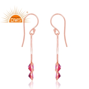 Vente chaude 925 Sterling Silver 18K Rose Plaqué Or Naturel Doublet Rubylite Tourmaline Quartz Gemstone Bijoux Pour Femmes - Product Image 4